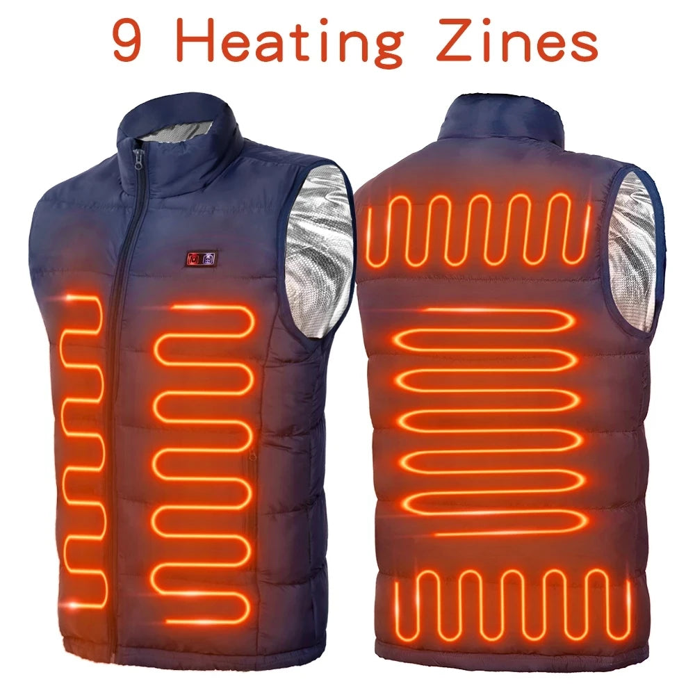 Veste chauffante unisexe en graphène 9 zones - USB Electric Sportswear 