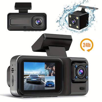 3-Channel 1080P Dash Cam with Rear View Camera & Video Recorder