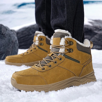 Men's Waterproof Leather Winter Snow Boots