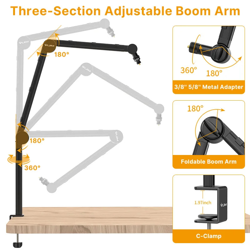  mic stand, boom arm, mic arm, boom mic stand, microphone arm