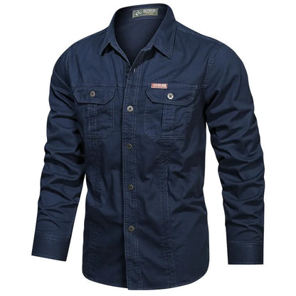 High-Quality Military Style Cotton Casual Shirt for Men