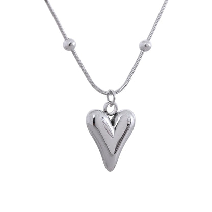 Waterproof 18K Gold Stainless Steel Heart Pendant Necklace