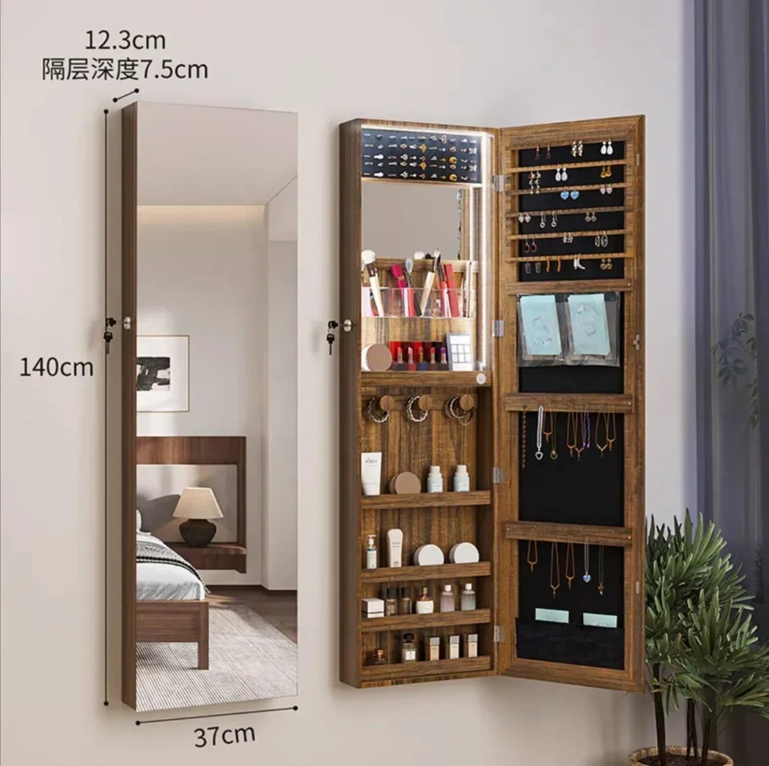 White Vanity Mirror Jewelry Cabinet