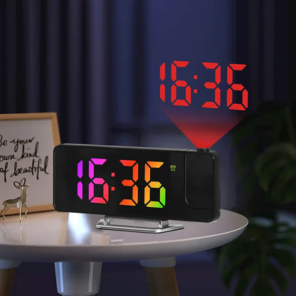 Digital Alarm Clock with 180° Rotation Projection - Temperature - Snooze