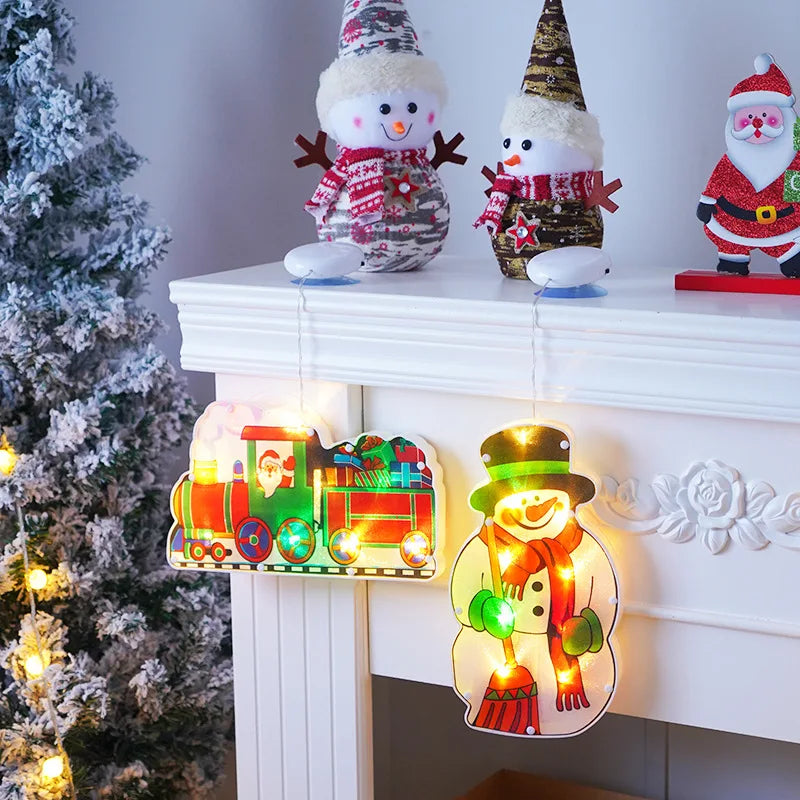 LED Christmas Window Lights with Hanging Tree Ornament