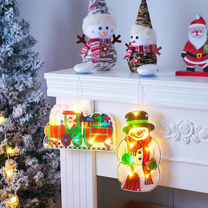 LED-Weihnachtsfensterbeleuchtung mit hängendem Baumschmuck