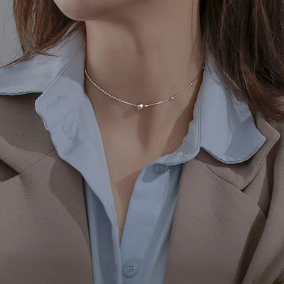 925 Sterling Silver Snake Bone Chain Simple Short Style Temperament Round Bead Collar Chain Neckchain Women's Fashion Jewelry