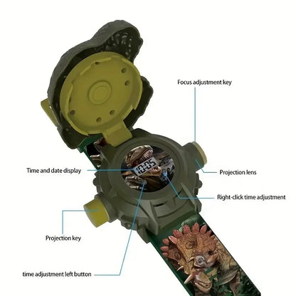 Elektronische Uhr mit 3D-Dinosaurier-Projektion für Kinder