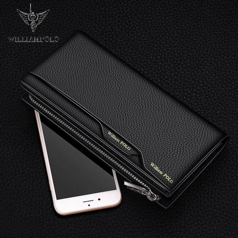 Men's Leather Handbag  Multifunctional Long Card Holder