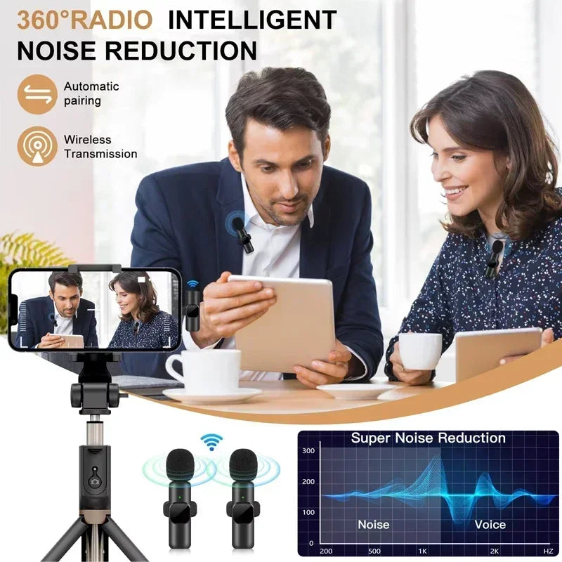 Wireless Lavalier Microphone - Noise-Reducing Live Streaming Mic