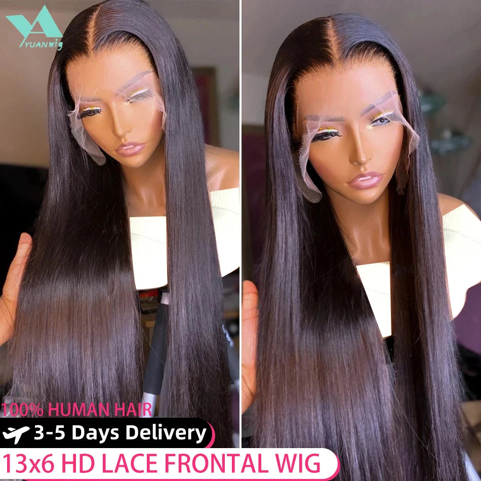 HD Transparent Bone Straight Lace Frontal Human Hair Wig