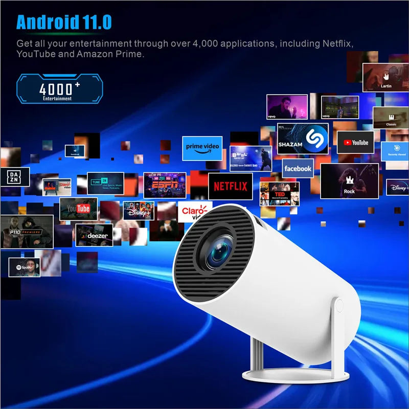 4K Android 11 Projektor Dual WiFi6 260ANSI HD Tragbarer