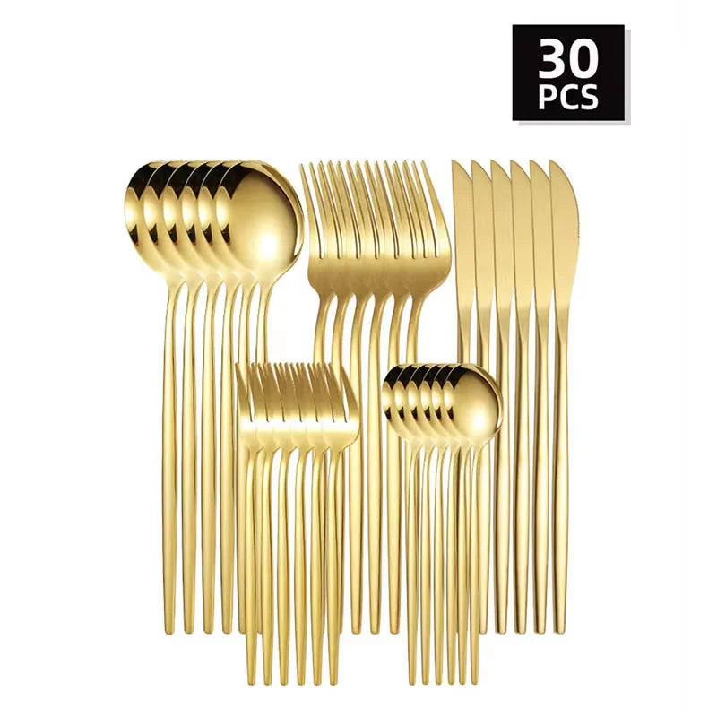 24pcs Golden Stainless Steel Spoon Set