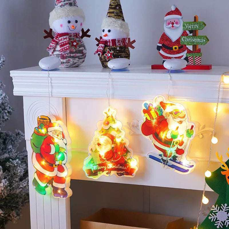 LED Christmas Window Lights with Hanging Tree Ornament