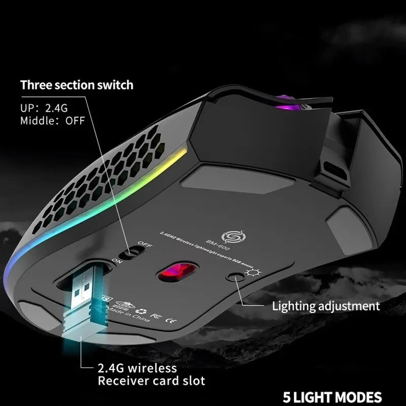 Wireless RGB BM600 Rechargeable Gaming Mouse