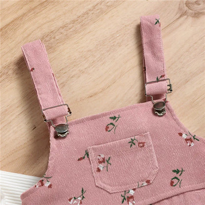 Girls' Floral Suspender Trousers Set