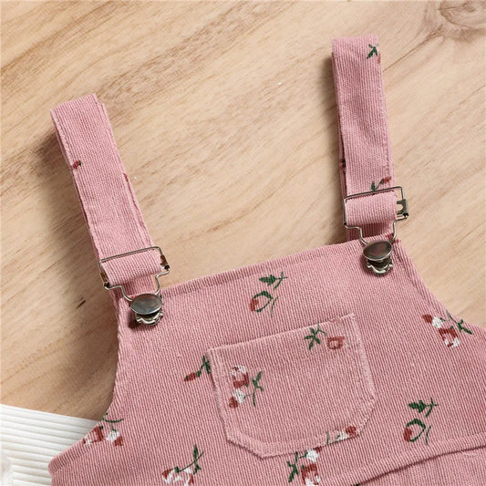 Girls' Floral Suspender Trousers Set