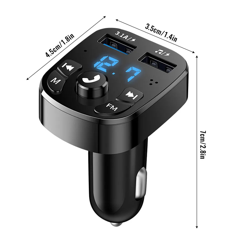Bluetooth FM Transmitter Car Charger with Dual USB and MP3 Player