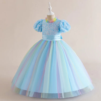 Adorable Cartoon Mesh Party Dress for Girls