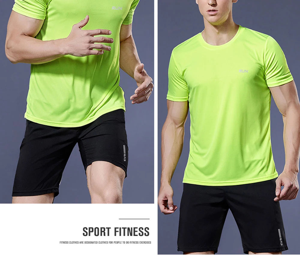 T-shirt de sport à manches courtes pour hommes, course à pied et entraînement de gymnastique