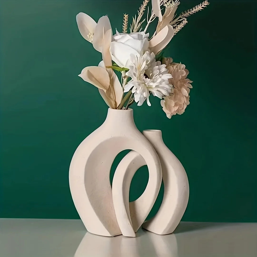 Ensemble de vases creux en céramique nordique pour une décoration moderne 