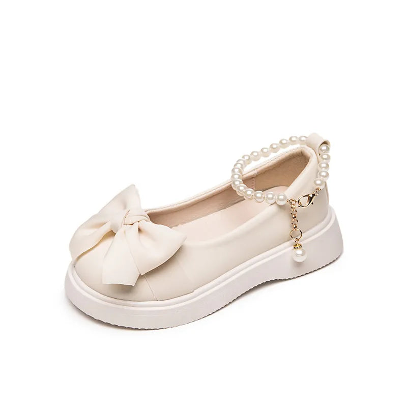 Kids Flats Pearls Ankle Strap Shoes