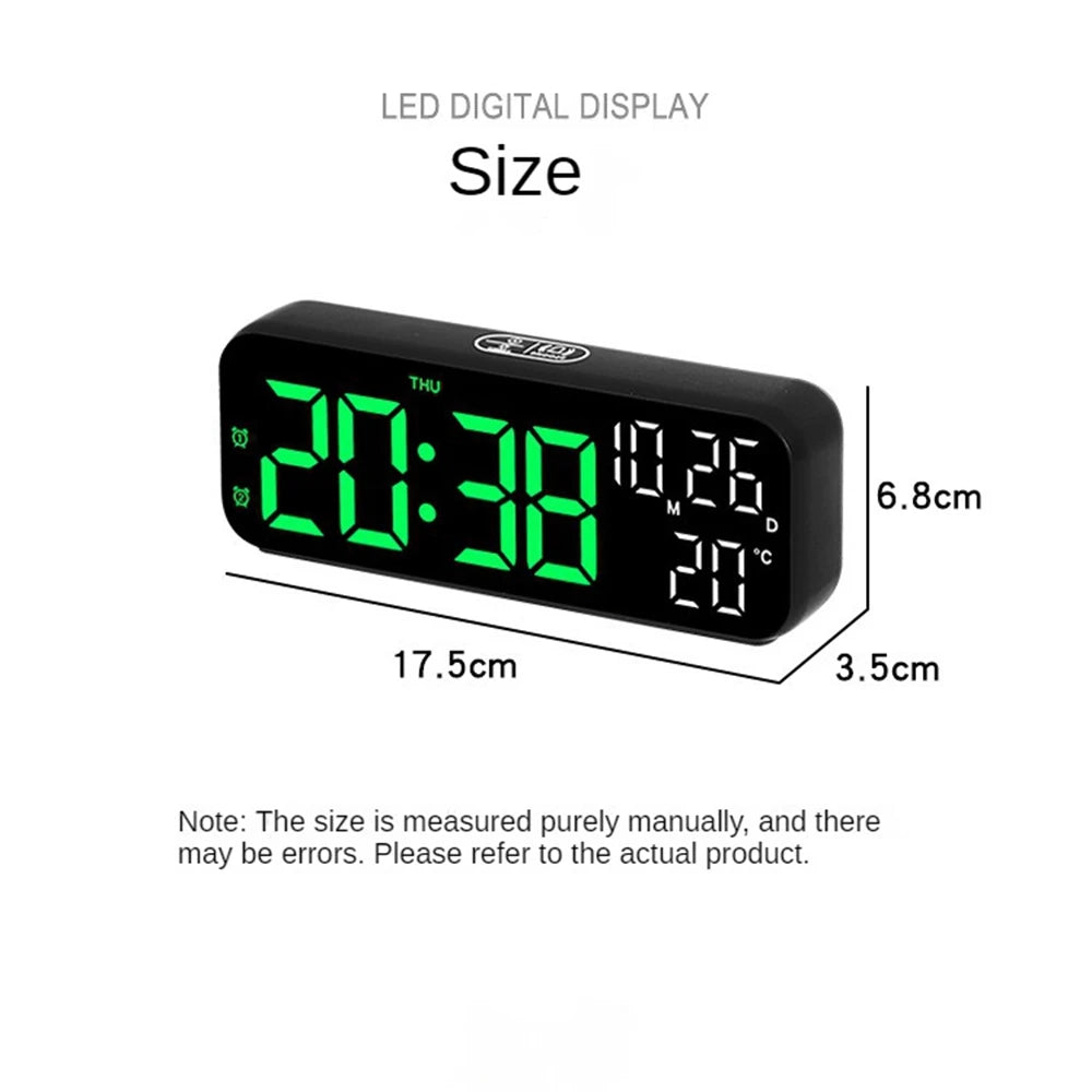 LED Digital Alarm Clock with Temperature & Voice Control