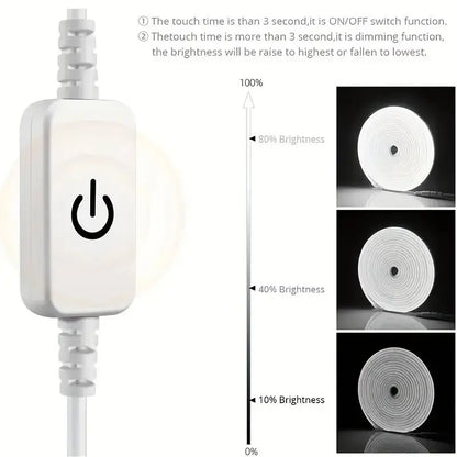 Bande lumineuse LED tactile à intensité variable - USB - Étanche