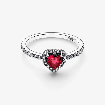 Red Heart Cubic Zircon Silver Ring