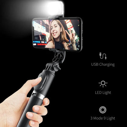 Kabelloser Bluetooth-Selfie-Stick mit LED-Fülllicht für Telefone