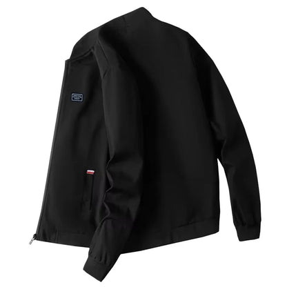 Veste coupe-vent zippée à col de baseball solide pour hommes