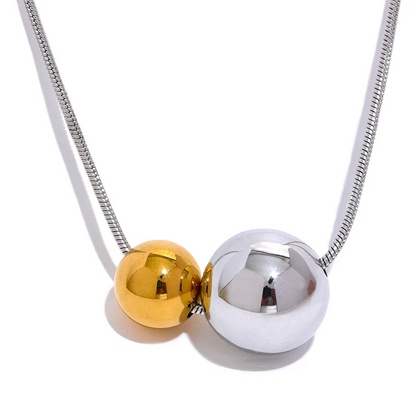 Stainless Steel Round Ball Beads Pendant Necklace