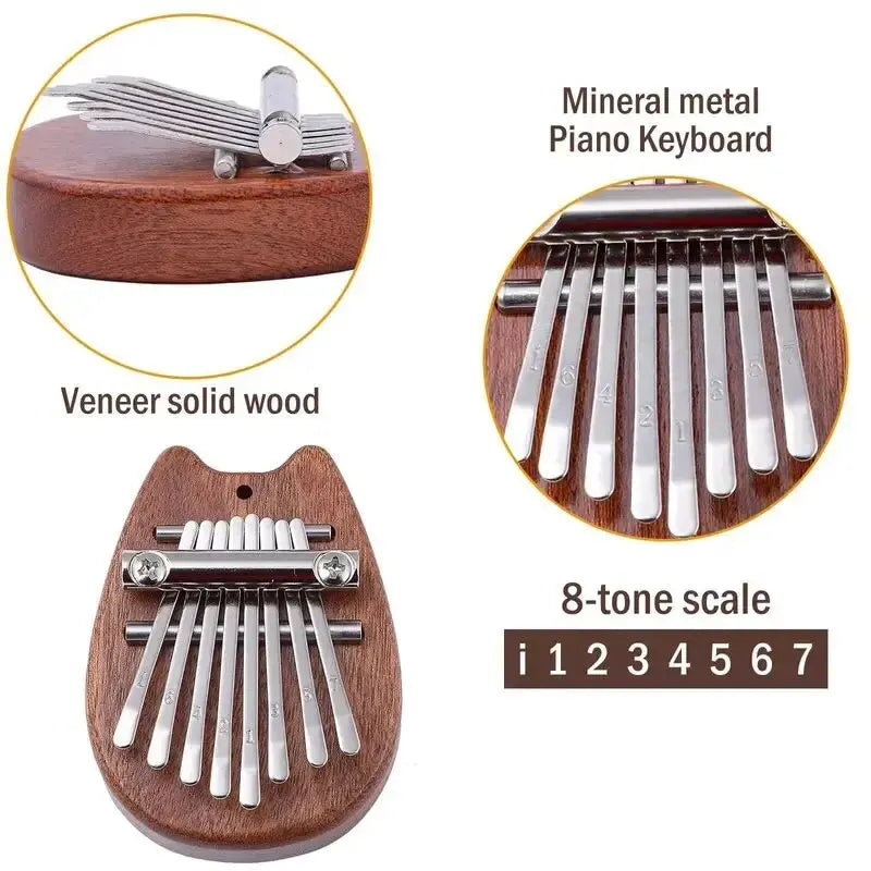 8-Key Mini Wooden Kalimba - Thumb Piano Pendant Gift