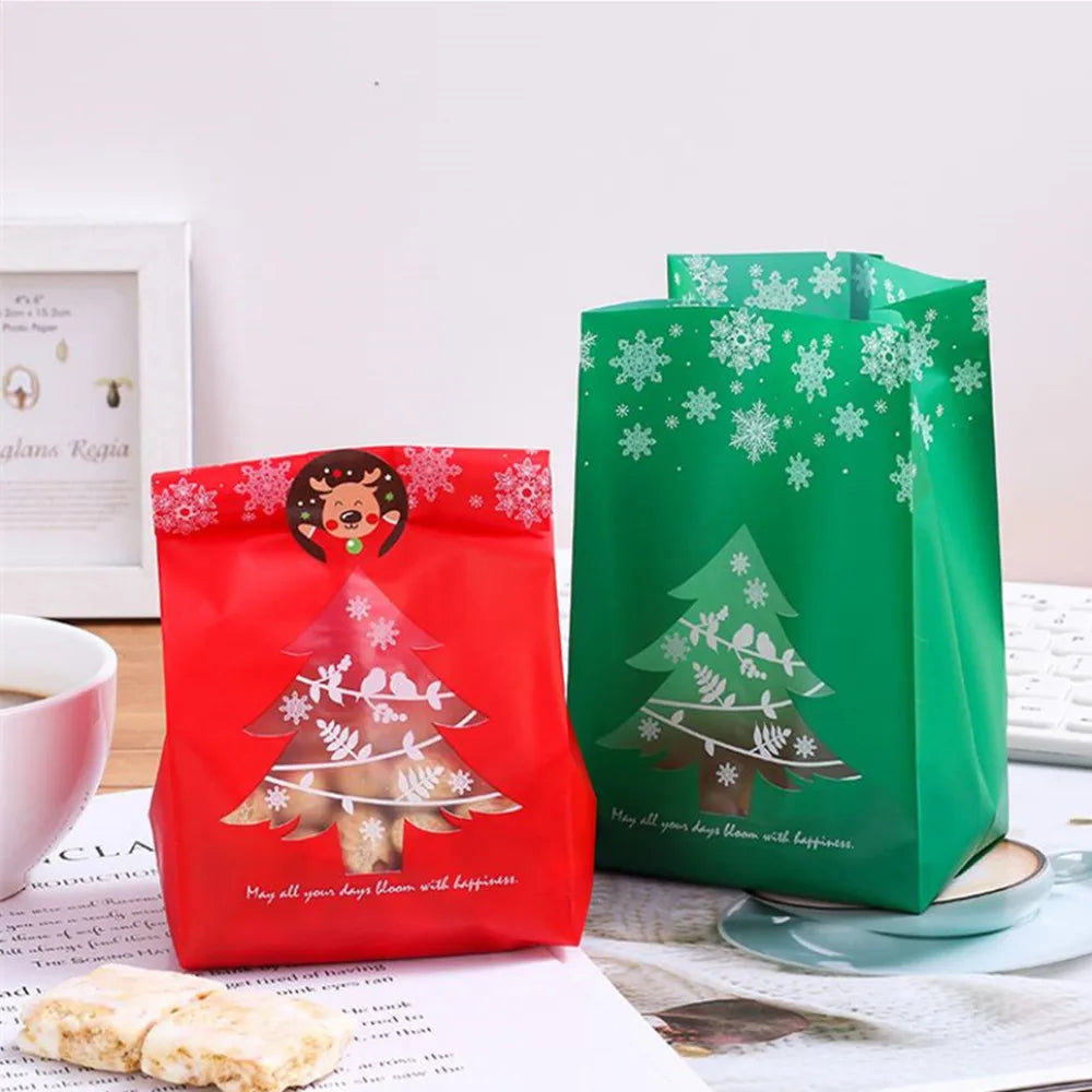 50/100pcs Snowflake Christmas Gift Bags - Candy & Treats