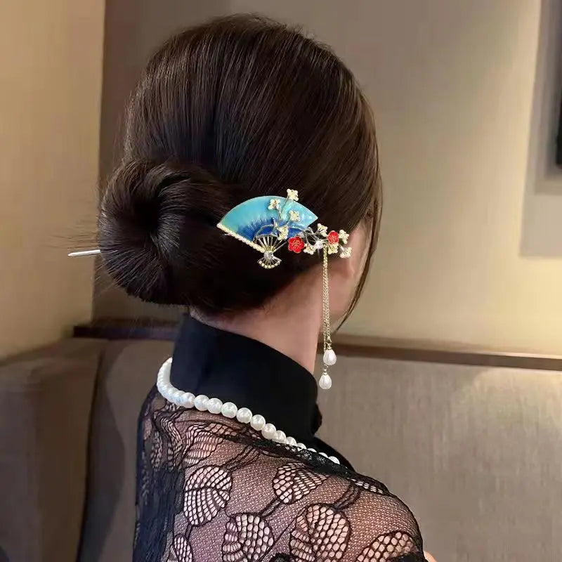 Perlen-Quasten-Blumen-Haarnadel