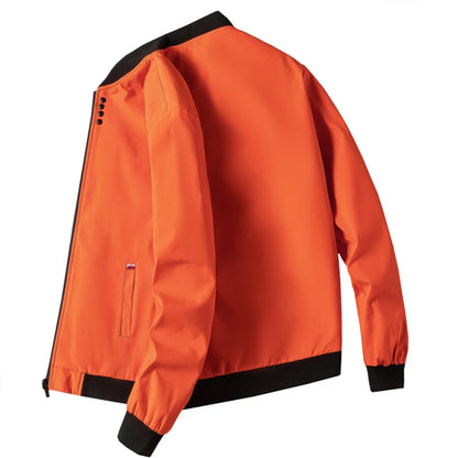 Veste coupe-vent zippée à col de baseball solide pour hommes