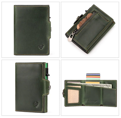 New Automatic Card Holder Genuine Leather Wallet