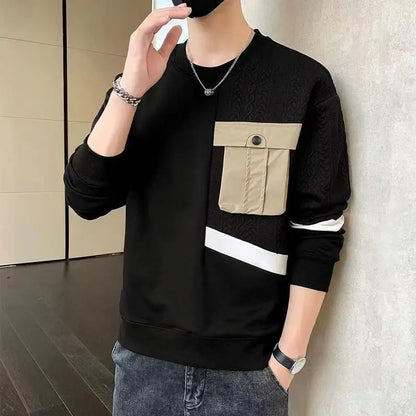 Black White Patchwork Hoodie Men's