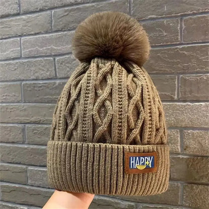 Women's Fashion Pompom Beanie - Thick Warm Winter Hat