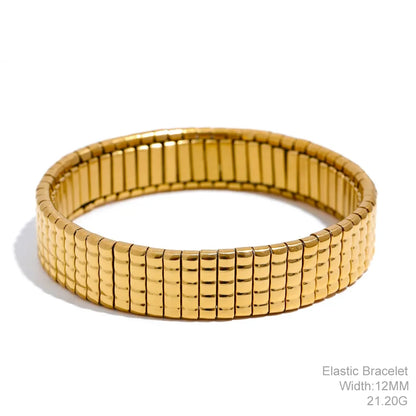 Bracelet jonc élastique en perles d'or fait à la main pour femme