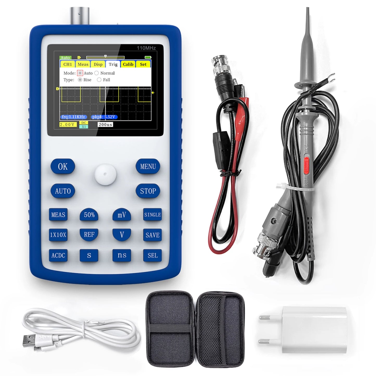 Portable FNIRSI-1C15 Oscilloscope - 110M Bandwidth, 500MSps Sampling Rate