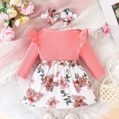 Adorable tenue florale rose pour bébé fille pour le printemps et l'automne