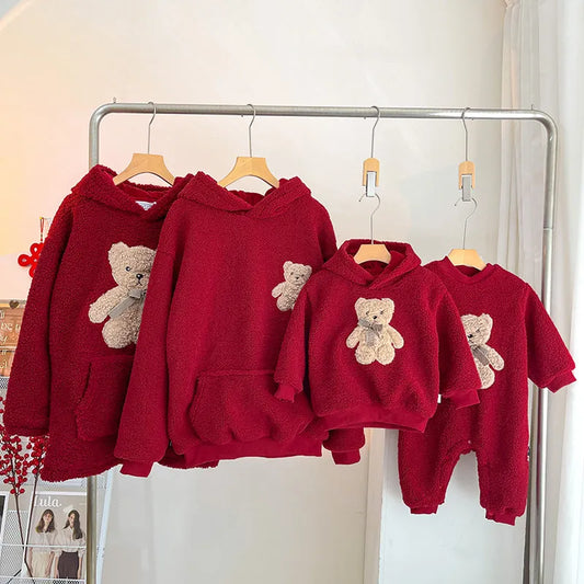 Sweats à capuche en molleton pelucheux Red Rose pour enfants filles