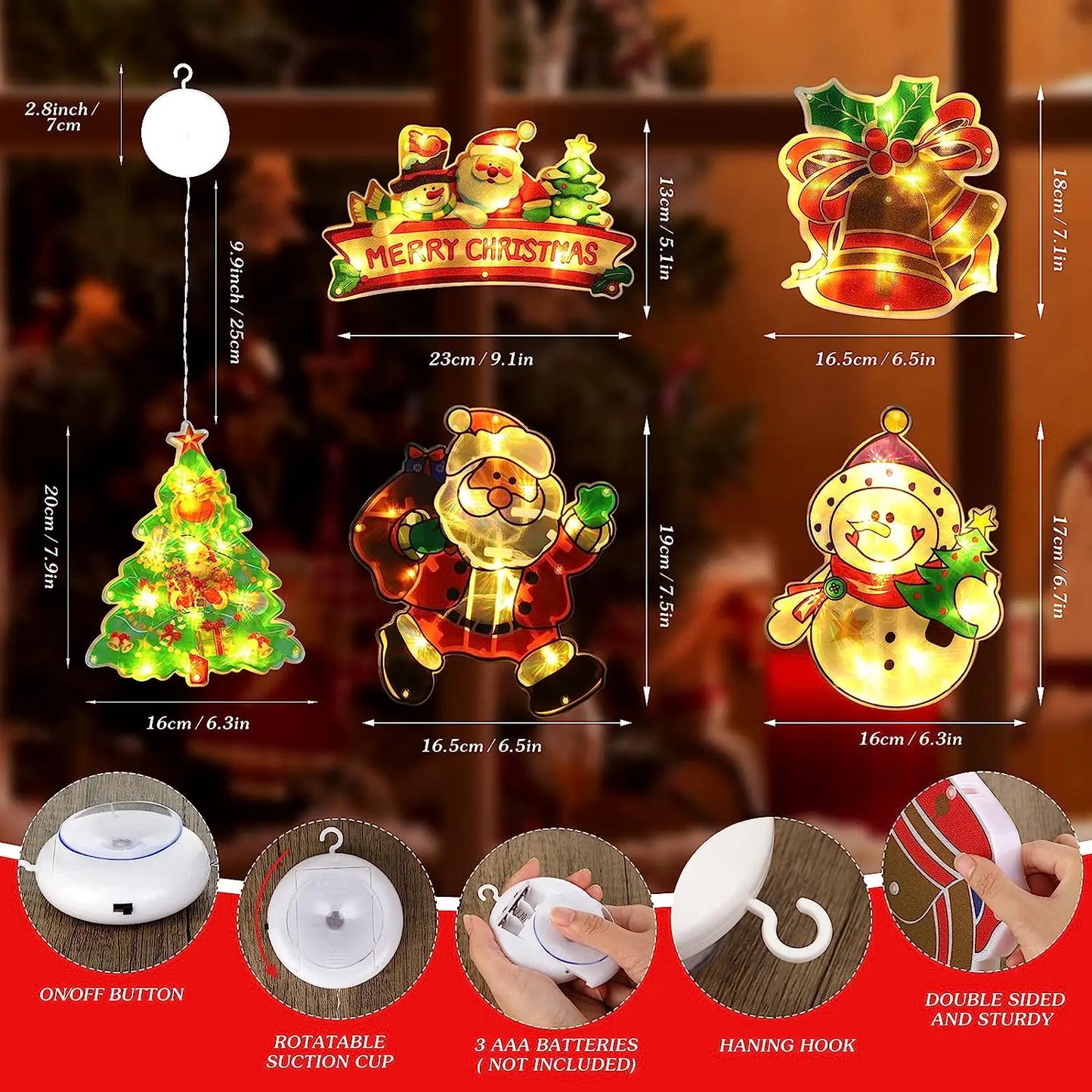 LED Christmas Window Hanging Lamp with Suction Cup