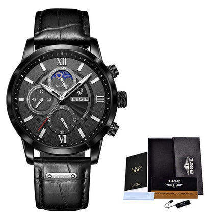 Luxury Brown Leather Men's Quartz Sport Watch