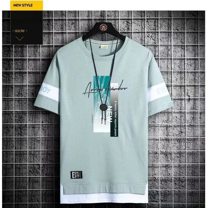 Kurzärmliges Freizeit-T-Shirt mit Farbblockdesign für Herren