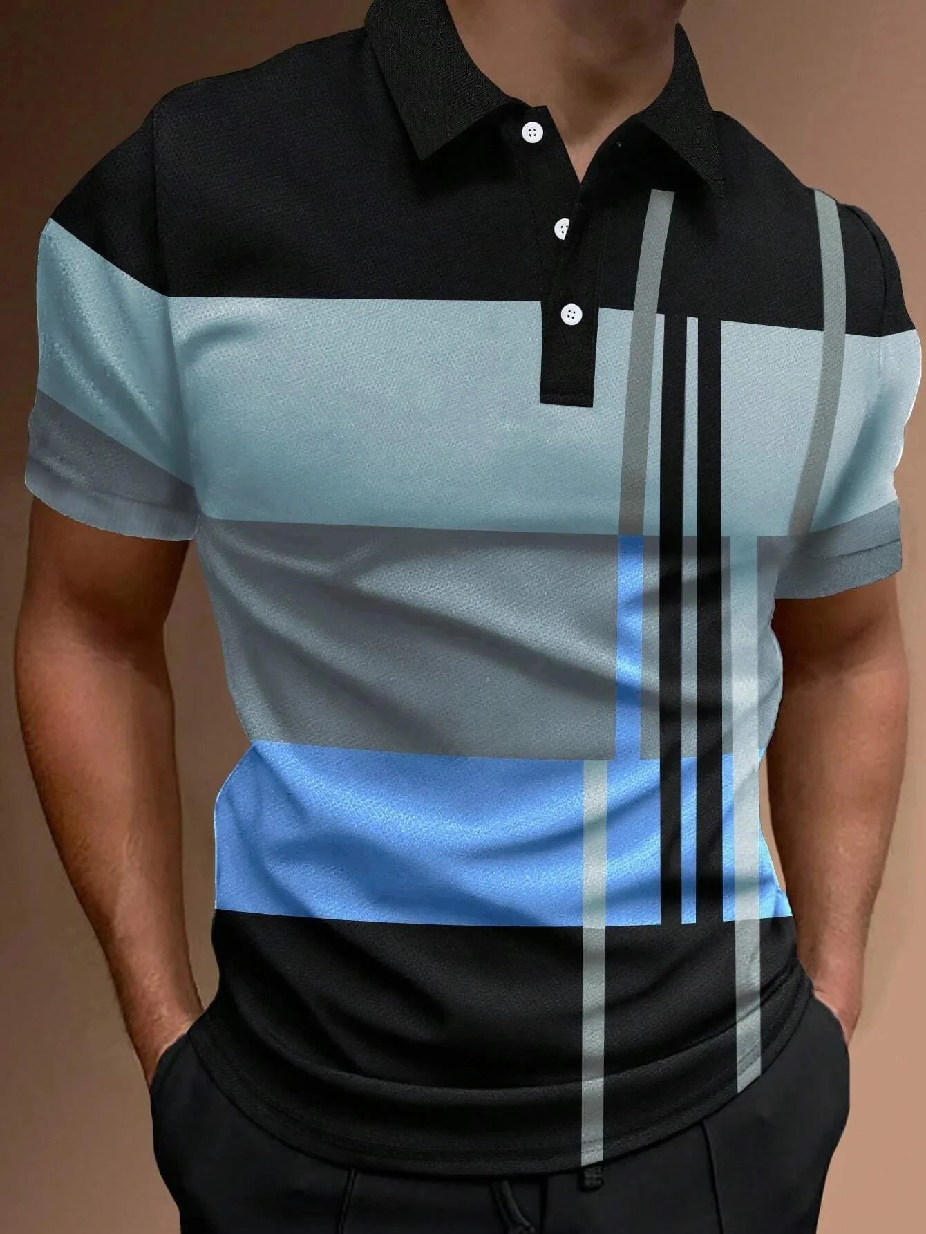 Herren Golf Stripe Poloshirt Lässiges Kurzarm-Poloshirt Einfarbiges Revers Mode Neues Business-Sport-T-Shirt Atmungsaktives Oberteil