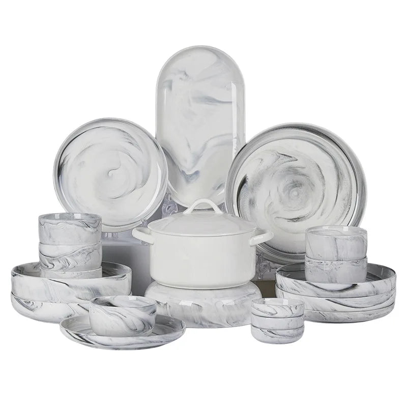Household Nordic Marble Dibberware Set