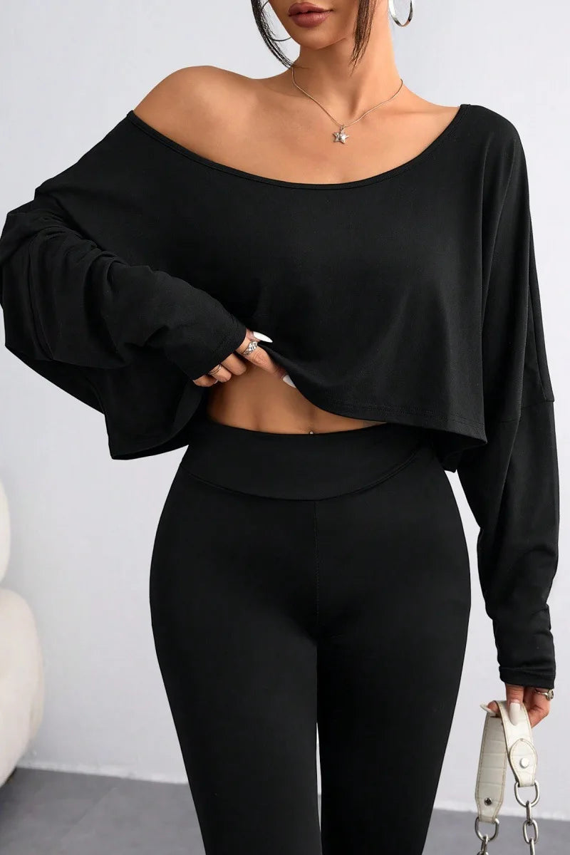 Women's Long Sleeve Loose Collar T Shirt