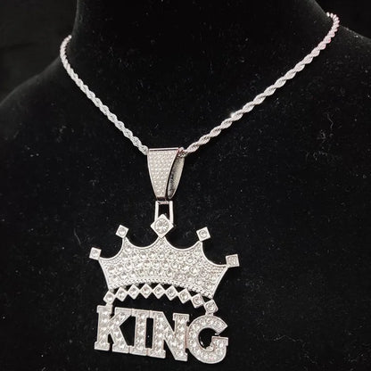 1Pc Street style Hollow Crown KING Cuban Chain